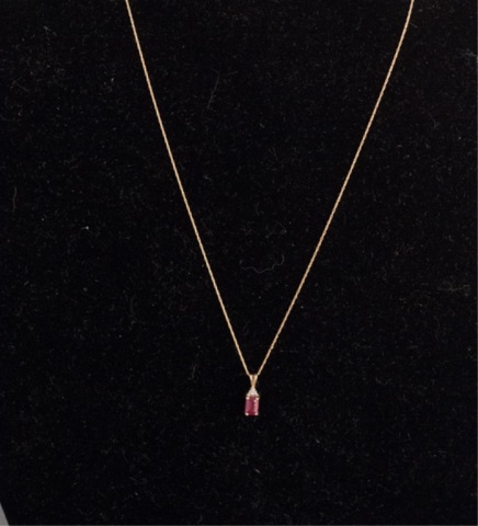 Appraisal: K Yellow Gold Ruby Pendant Necklace L