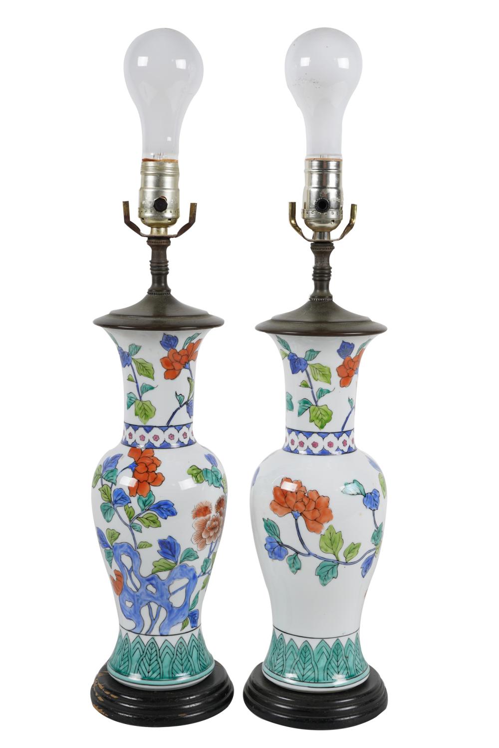 Appraisal: PAIR OF CHINESE PORCELAIN VASESmounted and electrified as table lamps