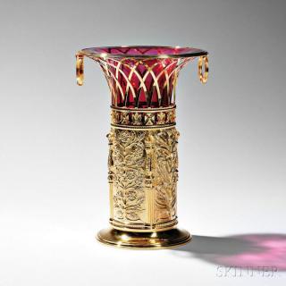 Appraisal: Elizabeth II Sterling Silver-gilt Commemorative Vase London - Garrard Co