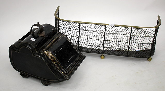 Appraisal: A TH CENTURY TOLEWARE COAL SCUTTLE with scrolling acanthus leaf