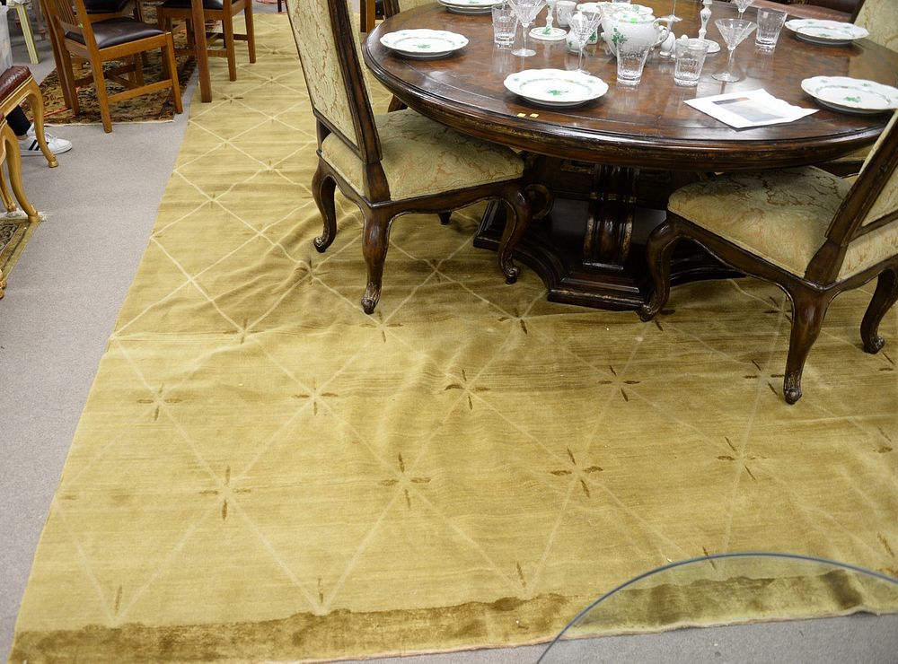 Appraisal: Contemporary openfield room size custom tan carpet wool silk and