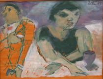 Appraisal: Fikret Saygi Moualla Turkish - Woman with cigarette dated Gouache