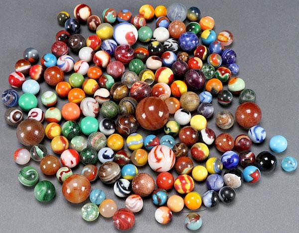 Appraisal: A COLLECTION OF VINTAGE GLASS MARBLES TH C A COLLECTION