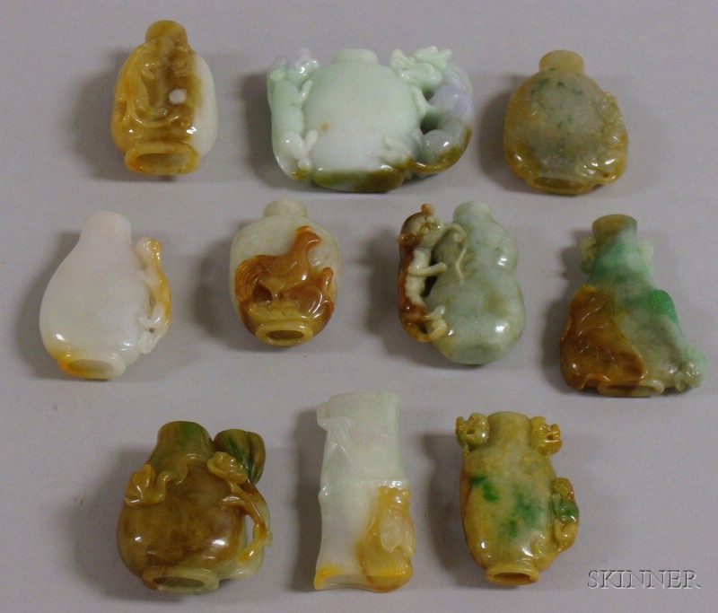 Appraisal: Ten Carved Jade Snuff Bottles in various sizes and forms