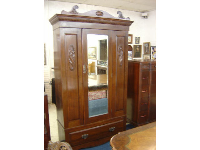 Appraisal: BEVELED MIRROR DOOR ARMOIRE