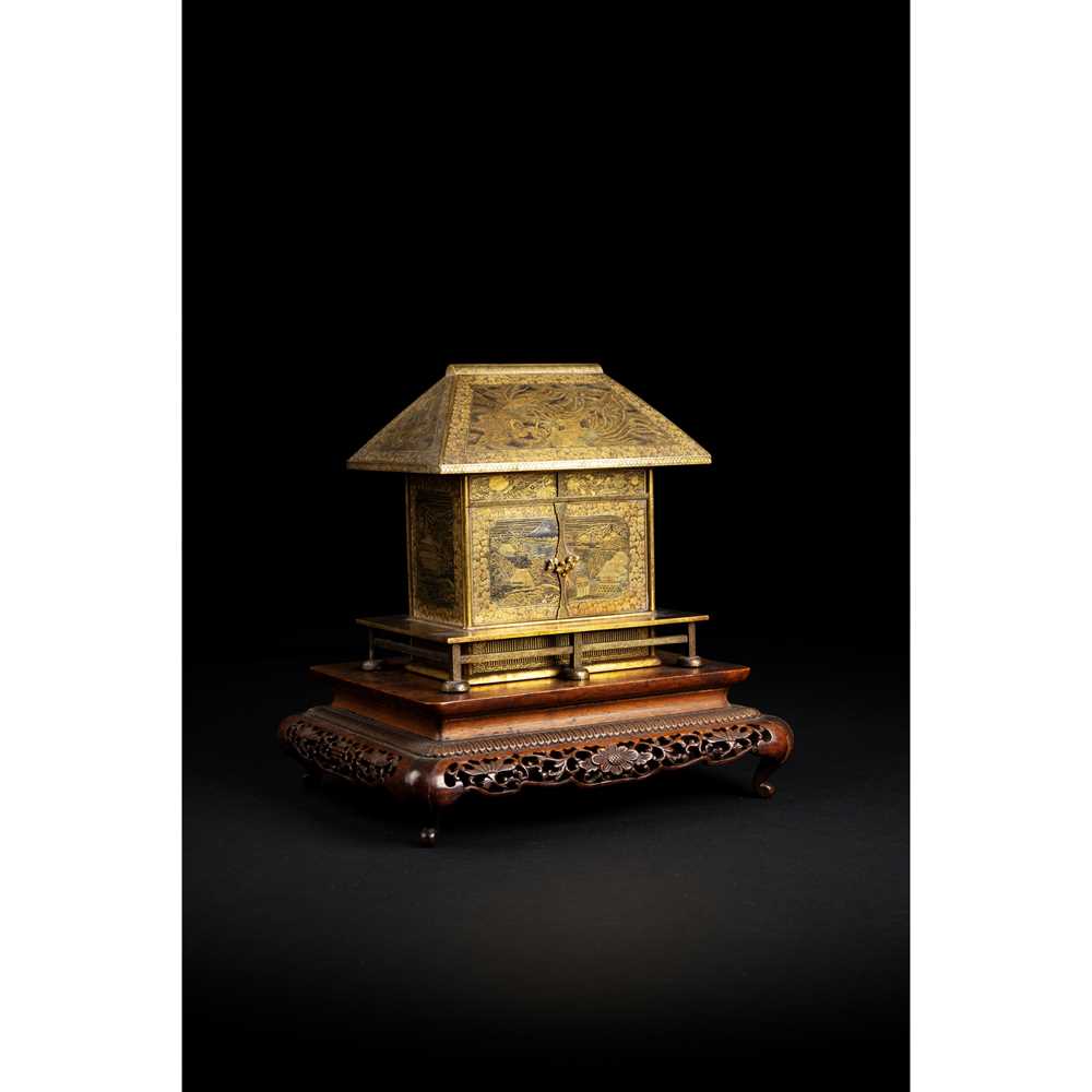 Appraisal: FINE INLAID IRON CABINET MODELLED AS A HOUSE BY THE