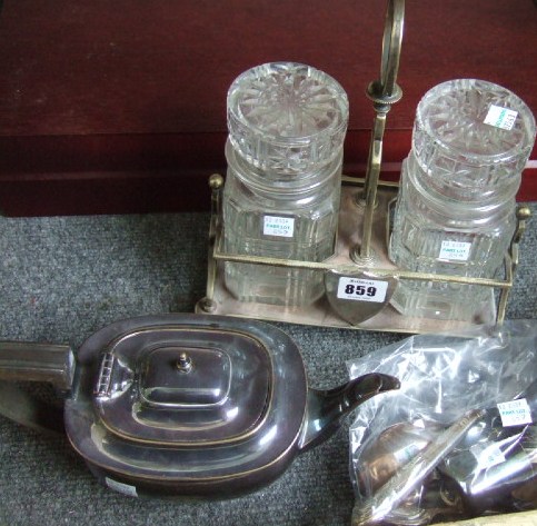 Appraisal: Mostly plated wares comprising a pair of faceted glass pickle