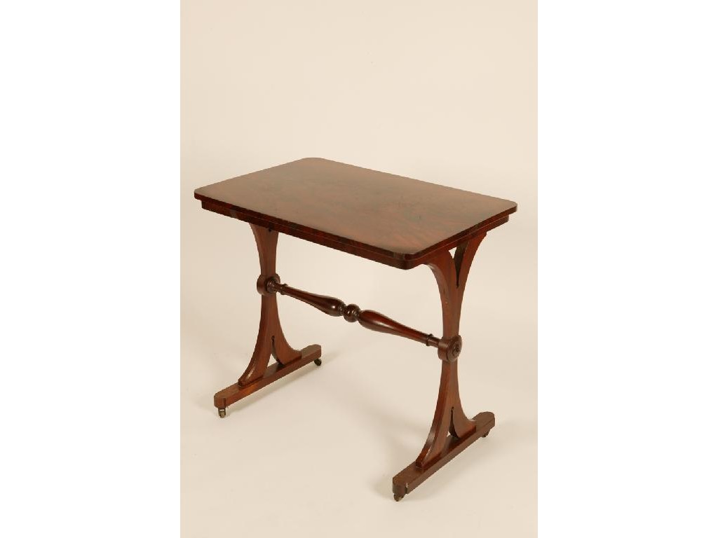 Appraisal: A REGENCY MAHOGANY OCCASIONAL TABLE with a flame-figured rectangular top