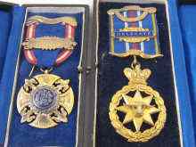 Appraisal: Two hallmarked silver gilt Masonic medals one ''Delegate'' inscribed the