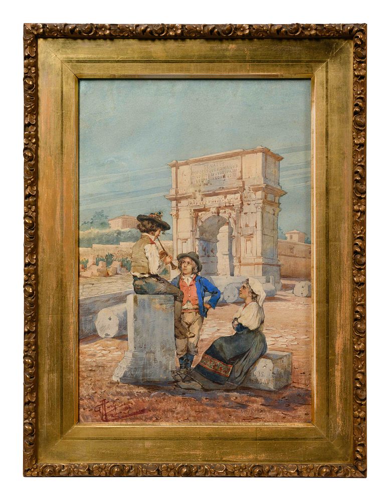 Appraisal: Giuseppe Aureli Italian - Giuseppe Aureli Italian - Peasants at