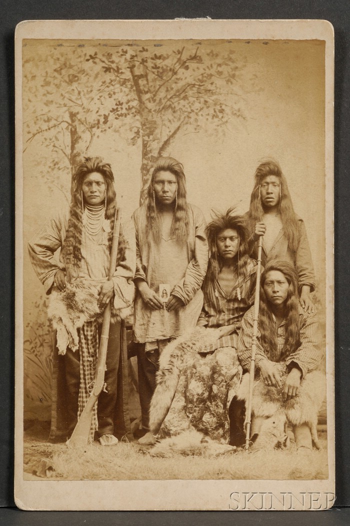 Appraisal: Cabinet Card of Five Shoshone Men written in pencil on