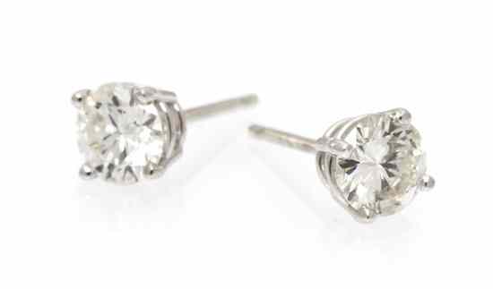 Appraisal: A Pair of Karat White Gold and Diamond Stud Earrings