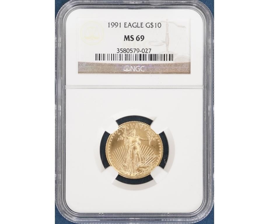 Appraisal: gold ten dollar Eagle coin M clad cased x ounce