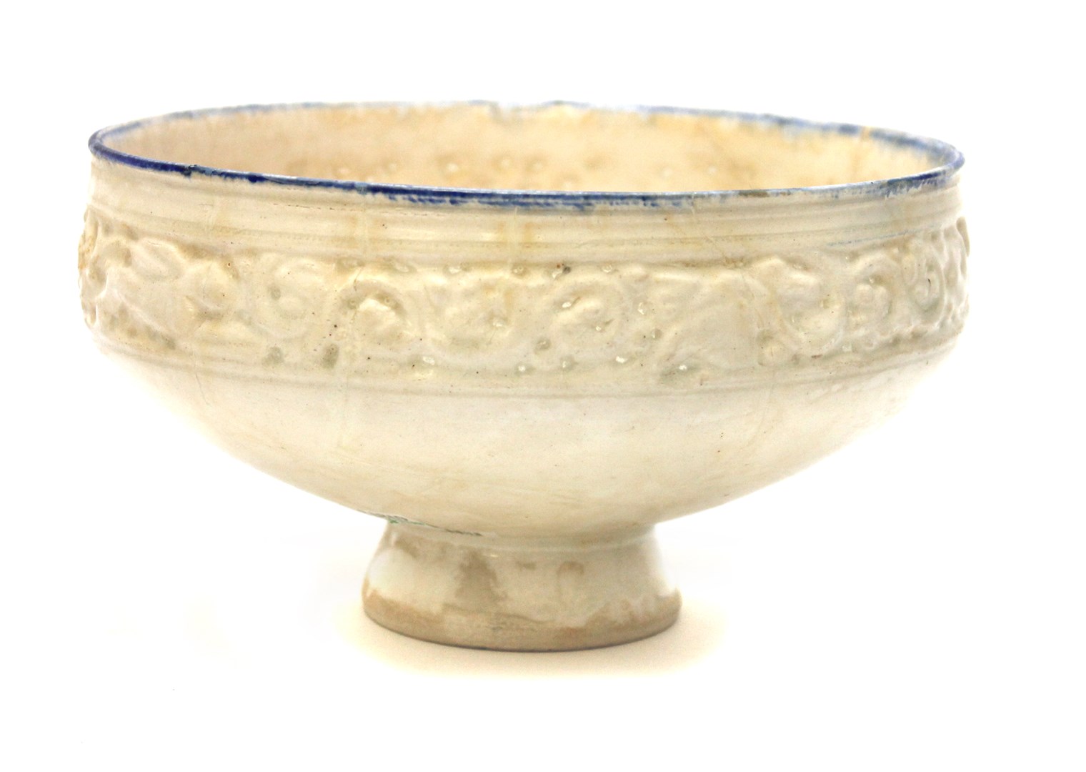 Appraisal: A Kashan pierced pottery bowl with figural decoration central Iran