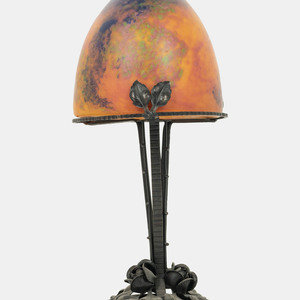 Appraisal: Le Verre Francais French Early th Century Boudoir Lamp wrought