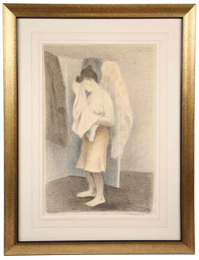 Appraisal: COLOR LITHOGRAPH - 'Behind the Screen' by Raphael Soyer NY