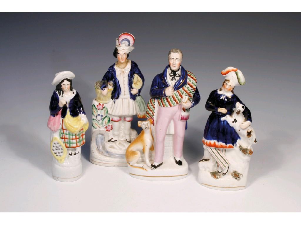 Appraisal: A STAFFORDSHIRE POTTERY FIGURE of a gentleman standing wearing a