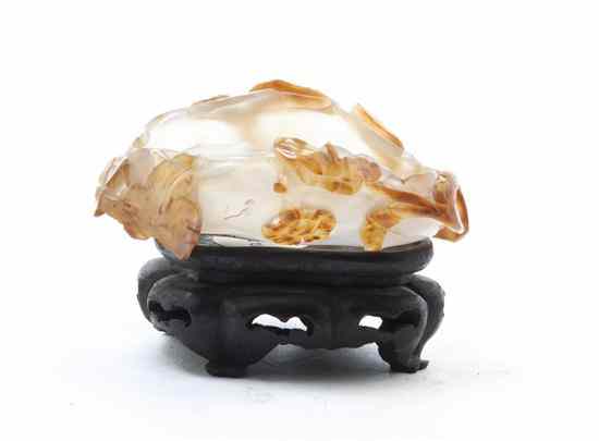 Appraisal: A Carved Agate Brush Washer on a hardwood stand Width