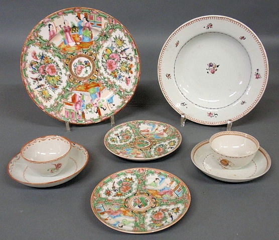 Appraisal: Group of Chinese export porcelain- three Rose Medallion plates dia