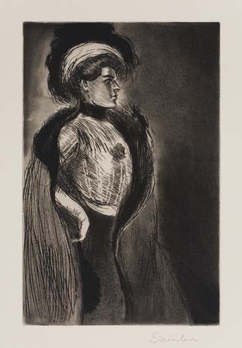 Appraisal: TH OPHILE STEINLEN Femme au boa Etching drypoint and aquatint