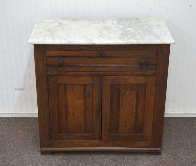 Appraisal: Antique Marble Top Oak Wash Stand Ca 's - -