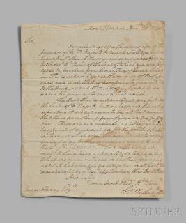 Appraisal: Washington George - Autograph Letter Signed Mount Vernon November Folio