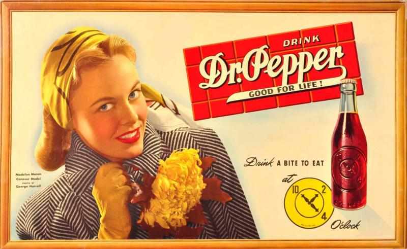 Appraisal: Cardboard Dr Pepper Horizontal Poster s Clean and bright with