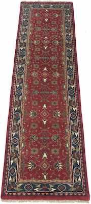 Appraisal: A Red Kashan Style Runner Burgundy red ground with scrolling