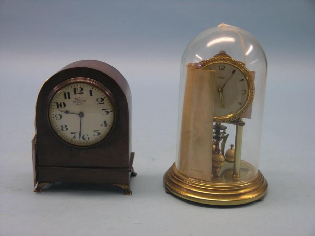 Appraisal: A sycamore-cased mantel clock convex enamelled dial and French timepiece