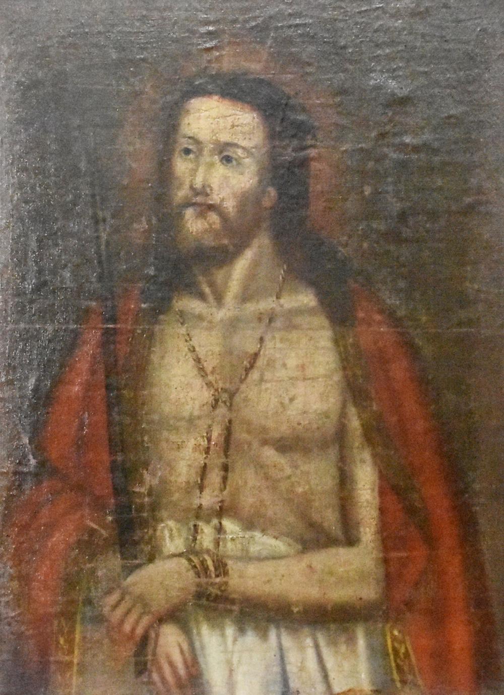 Appraisal: SPANISH SCHOOL PAINTING Christ with Crown of Thorns Oil on