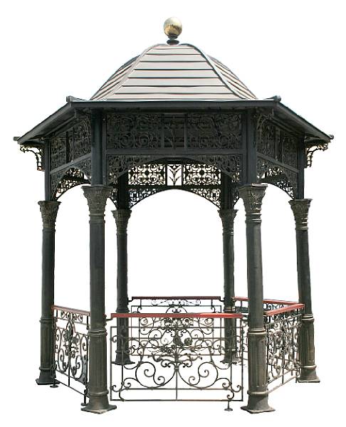 Appraisal: A Neoclassical style wrought iron and tole gazebo Of pagoda