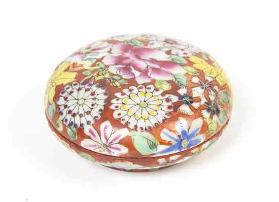 Appraisal: A Chinese Famille Rose Millefleur Paste Box of circular lidded