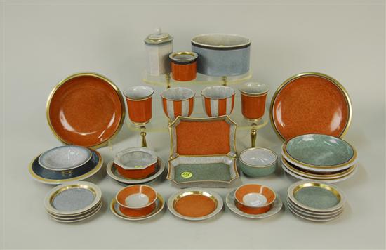 Appraisal: COLLECTION OF ROYAL COPENHAGEN GILT DECORATED CRACKLE GLAZE WARES including