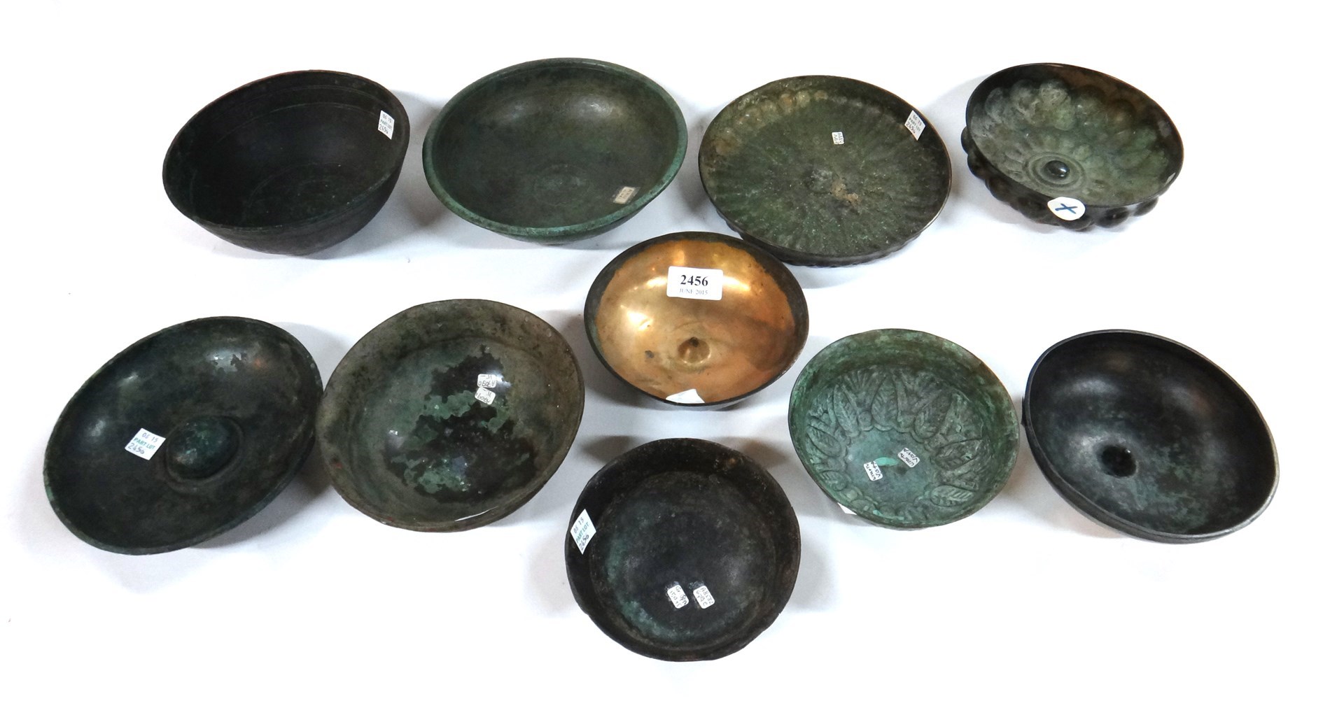 Appraisal: A group of ten Persian metal bowls mostly bronze some