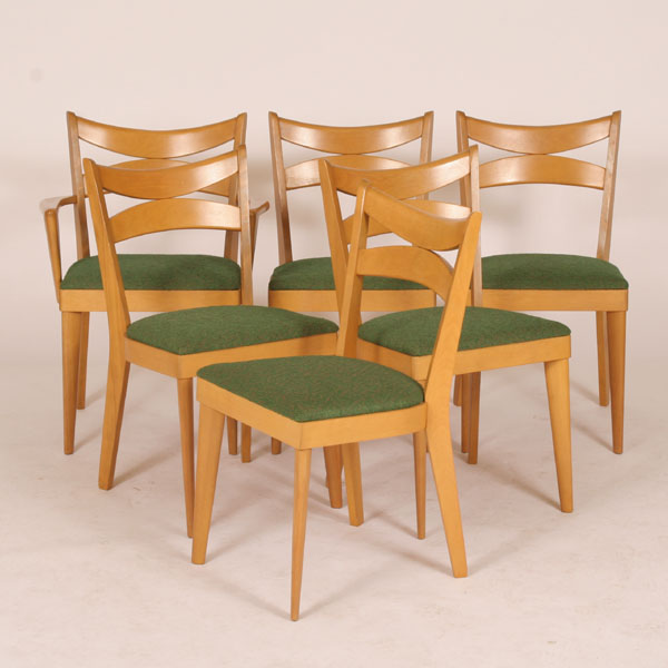 Appraisal: Heywood Wakefield set of Wheat dining chairs including side and