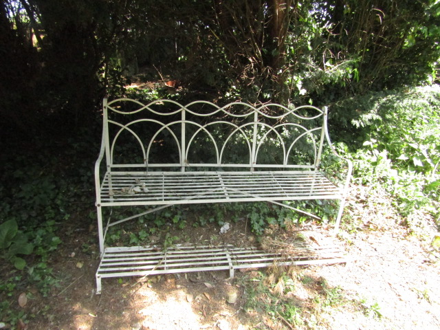 Appraisal: A Regency style wrought iron garden bench of lattice form