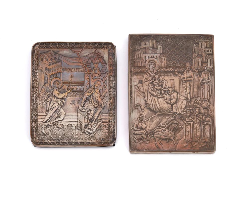 Appraisal: Two Henryk Winograd silver icons Second-half th Century Each marked