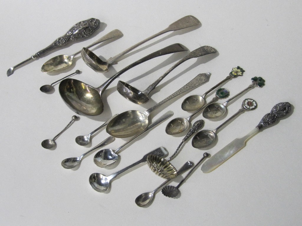 Appraisal: Lot comprising Georgian silver sauce ladles a Victorian example silver