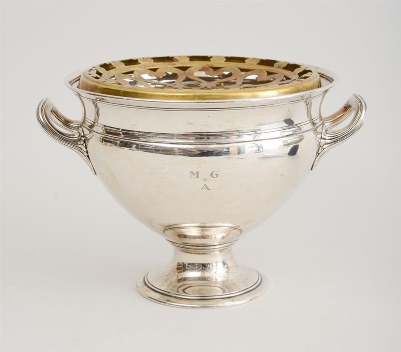 Appraisal: TIFFANY CO MONOGRAMMED SILVER TWO-HANDLED OVOID STEMMED BOWL - the