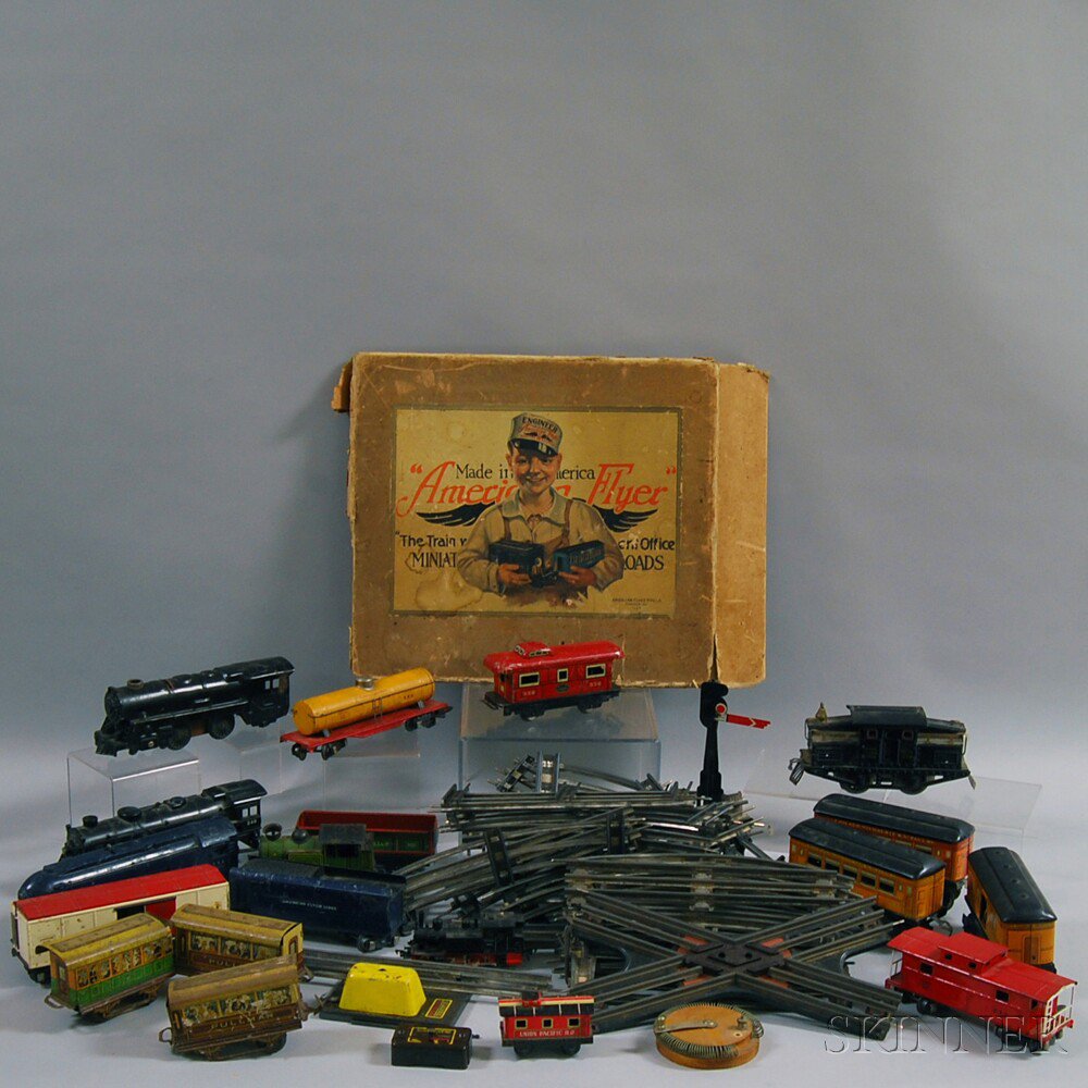 Appraisal: Group of Mostly American Flyer Pressed Metal Toy Train Cars