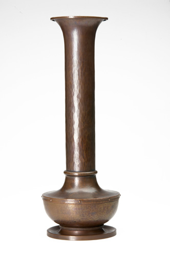 Appraisal: ROYCROFT Hammered copper tall American Beauty vase from the Grove