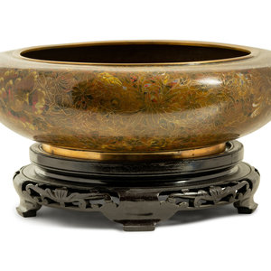 Appraisal: A Cloisonn Center Bowl with a pierced hardware stand Diameter