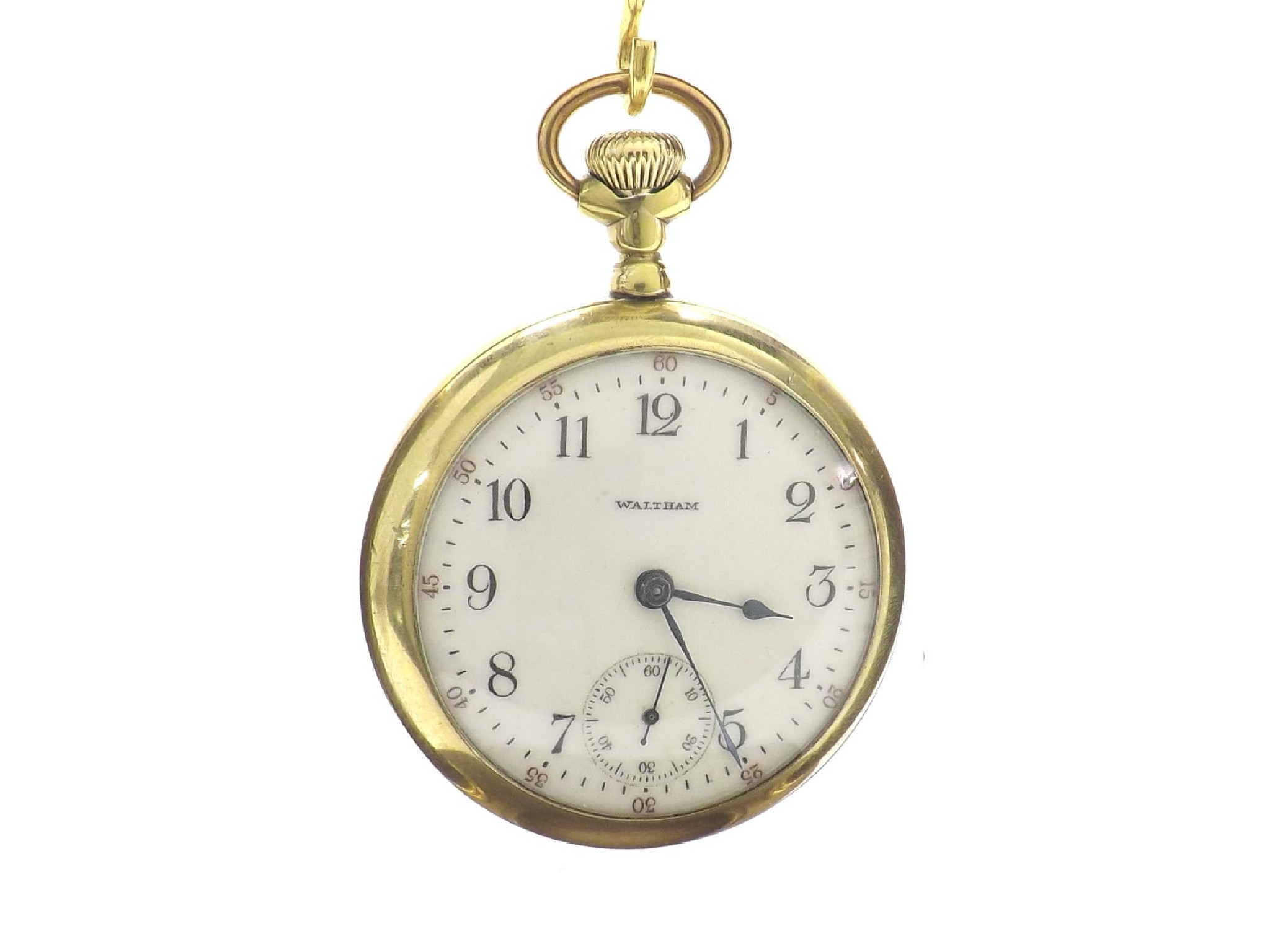 Appraisal: Waltham gold plated lever pocket watch circa the movement signed