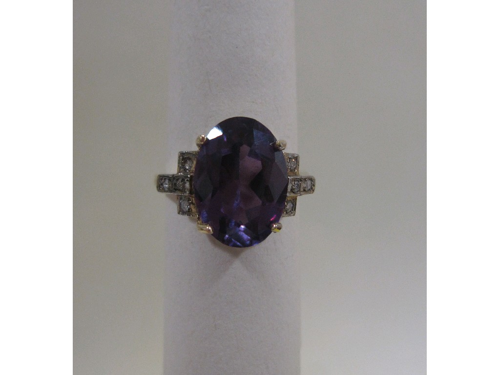 Appraisal: Nine carat gold amethyst and diamond set dress ring