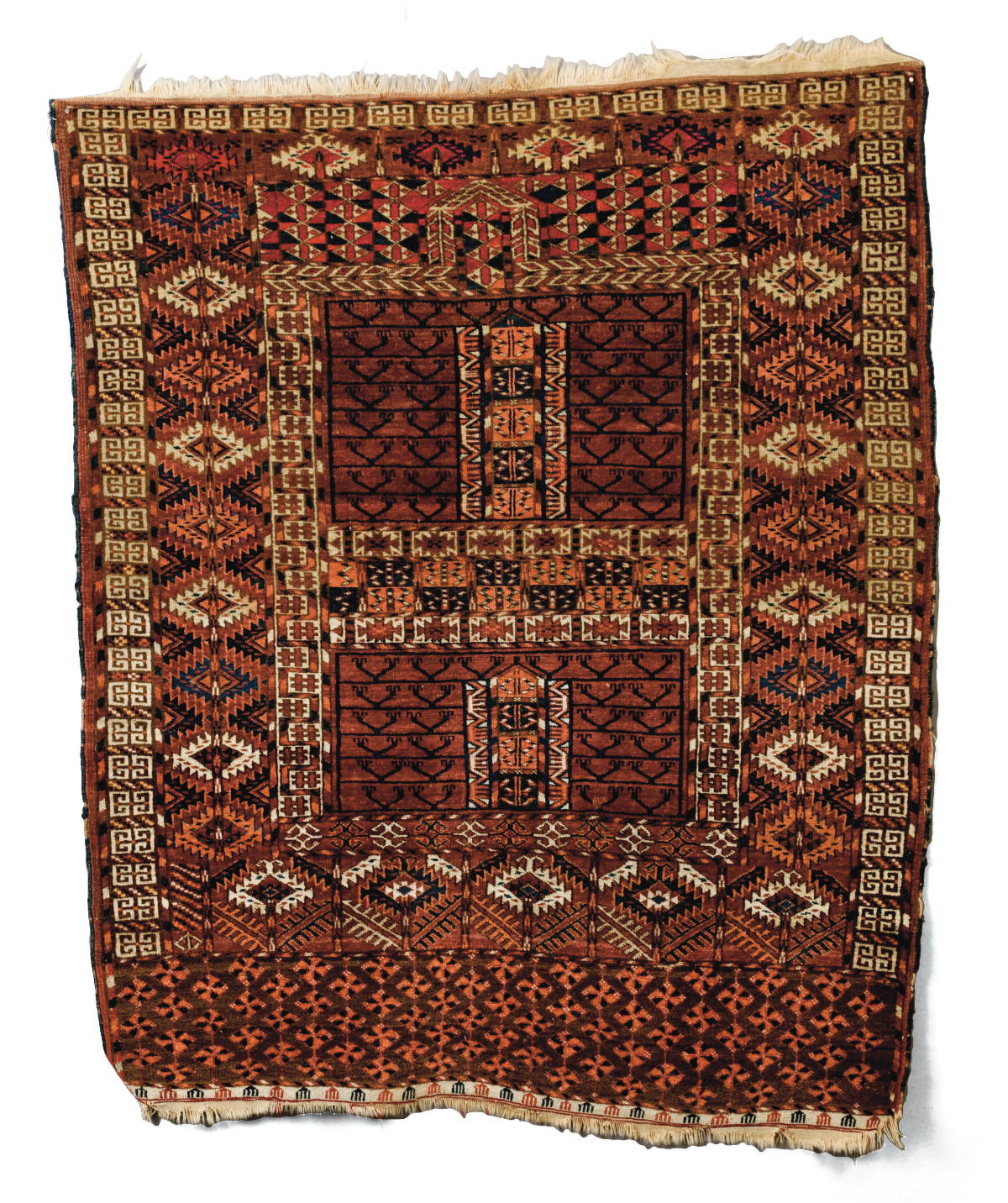 Appraisal: YOMUD ENGSI WEST TURKMENISTAN LATE NINETEENTH CENTURY Of traditional quadrant