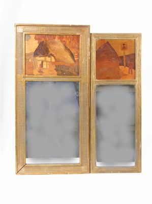 Appraisal: Woodman's Cottage' a Rowley Gallery marquetry wall mirror and another