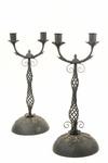 Appraisal: CANDELABRA - Pair of ca - hand crafted wrought iron