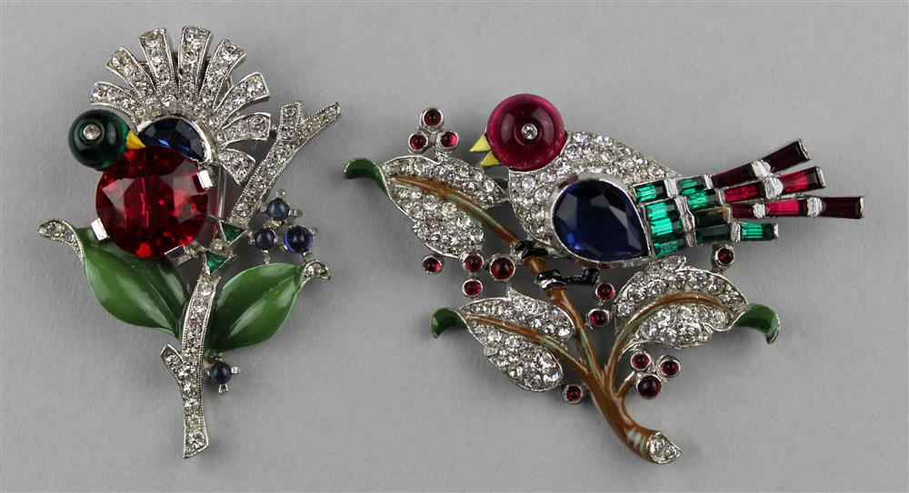 Appraisal: TRIFARI'S ALFRED PHILLIPE'S BIRD PIN AND BIRD FUR CLIP bird