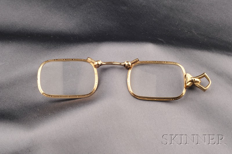 Appraisal: kt Gold Lorgnette Tiffany Co with line engraved frames signed