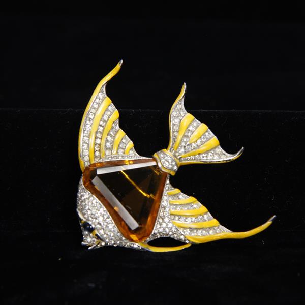 Appraisal: Trifari 'Alfred Philippe' Faceted Amber Topaz Jewel Belly Pave and